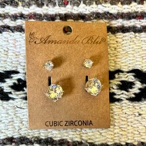 NWT AMANDA BLU CUBIC ZIRCONIA ROUND EARRINGS